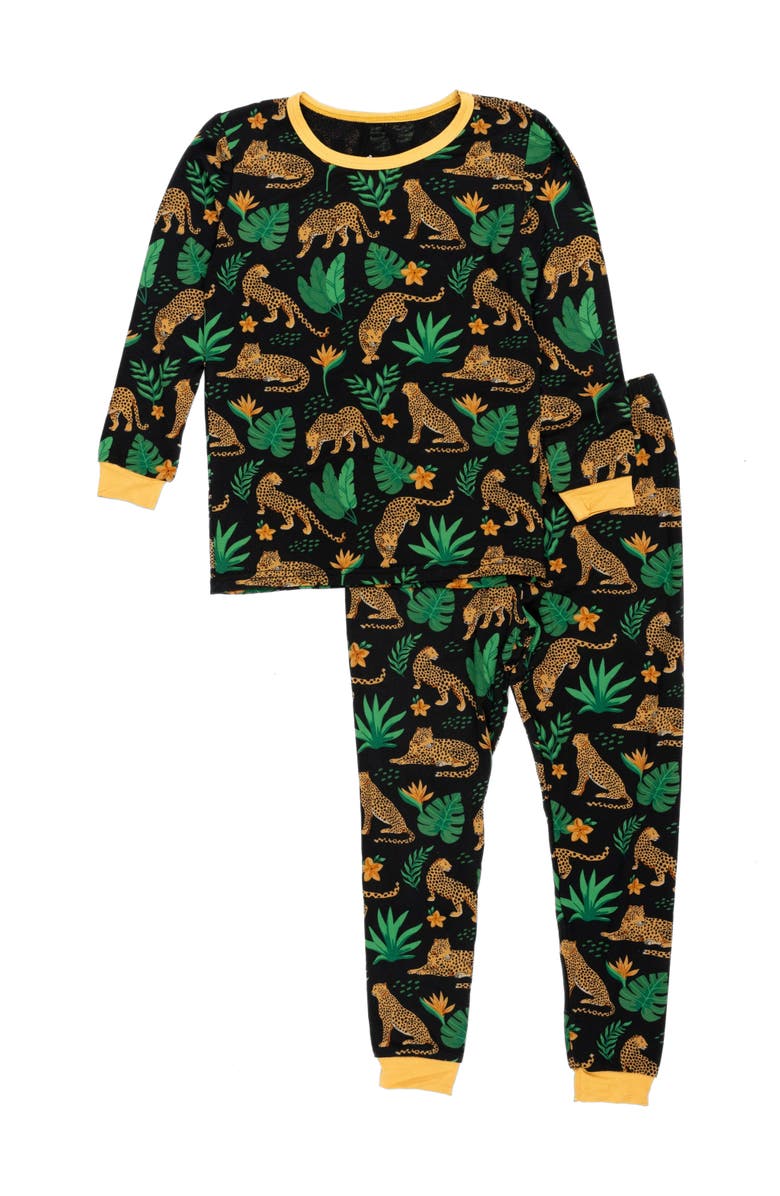 Leveret Kids Viscose Matching Family Holiday Pajamas, Reindeer & Polar Bear Prints, Alternate, color, Leopard