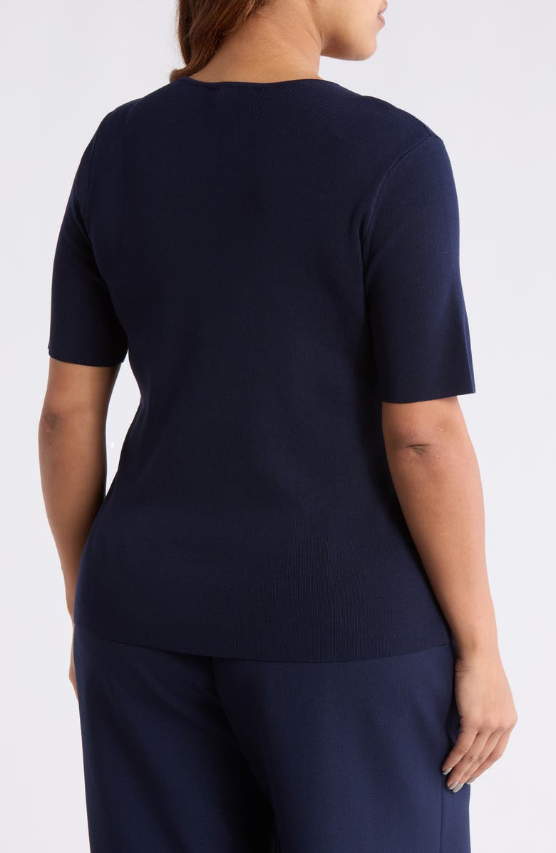 Tahari ASL Rib Top, Alternate, color, Navy