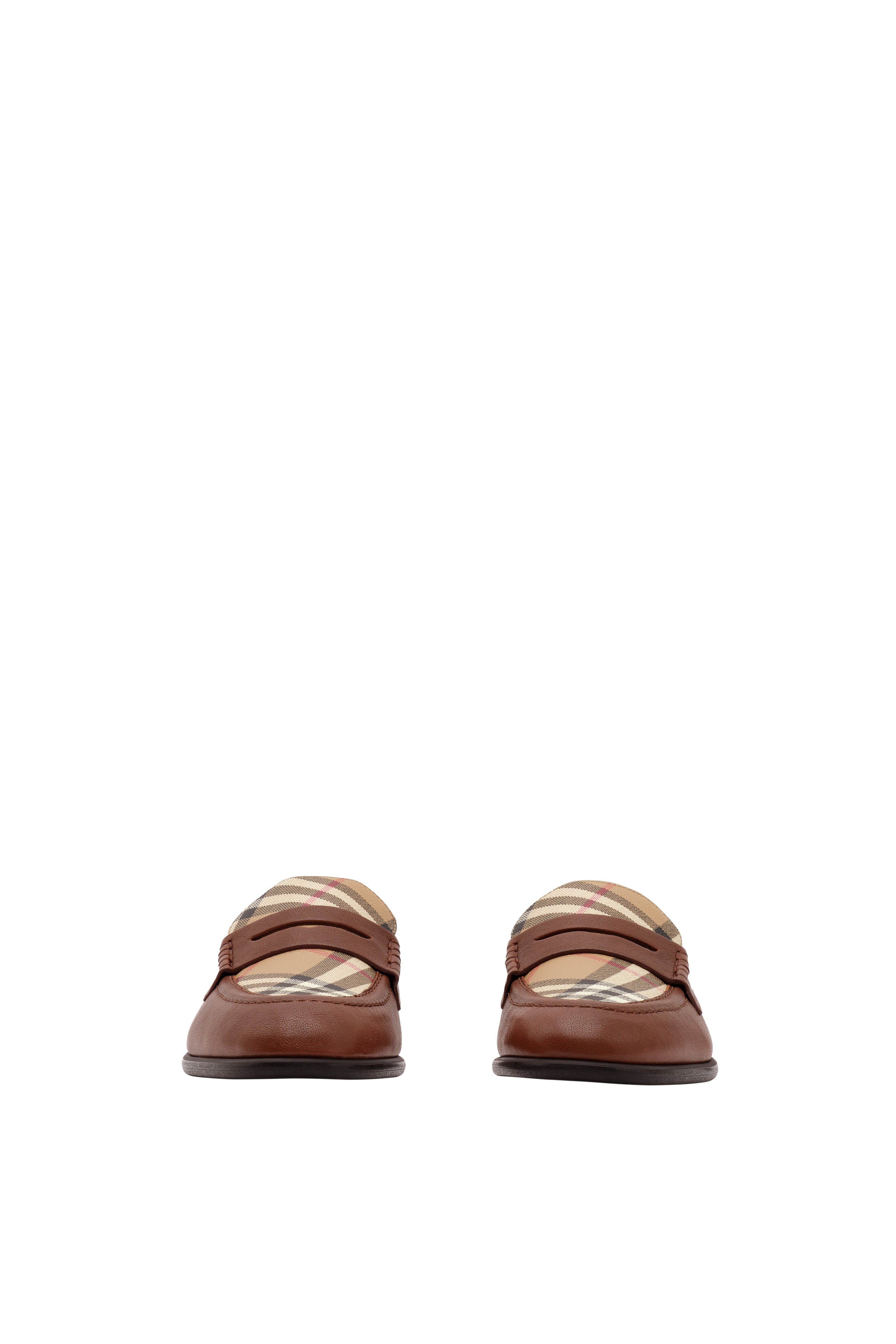 Check and Leather Opal Loafers, Alternate, color, Tobacco brown/archive beige