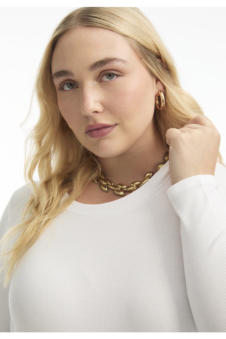 Ribbed Long Sleeve Scoopneck Top, Alternate, color, WHITE