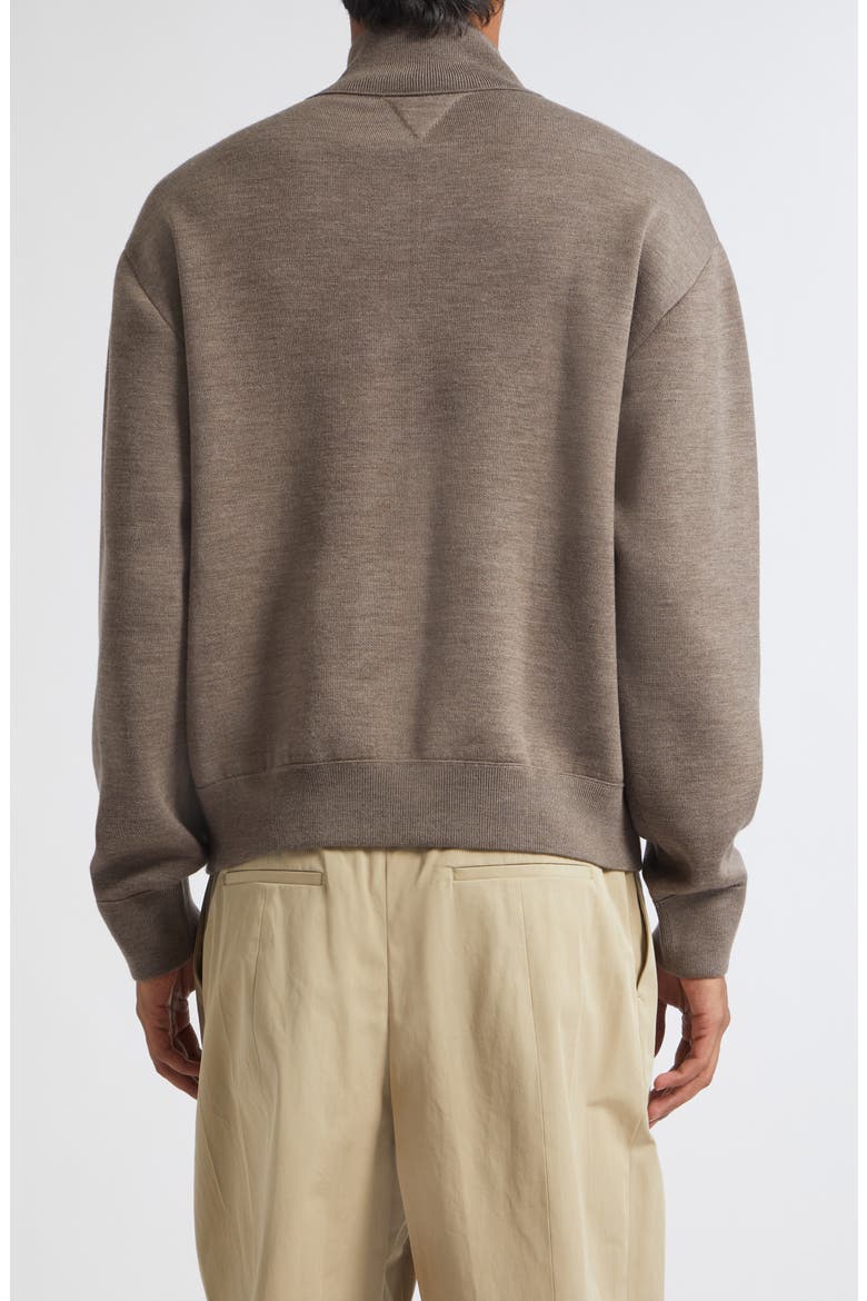Oversize Double Knit Wool Quarter Zip Sweater, Alternate, color, 2185 MILK CHOCOLATE