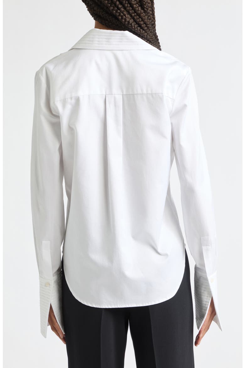 The Inez Scarf Neck Cotton Tuxedo Button-Up Shirt, Alternate, color, WHITE