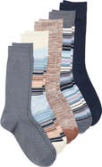 NORDSTROM RACK 5-Pack Assorted Ultrasoft Feeder Stripe Crew Socks