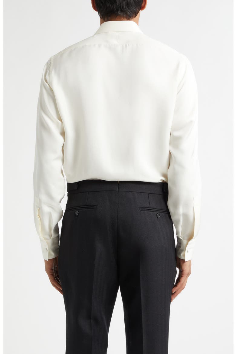 Classic Fit Enzymed Fluid Silk Twill Button-Up Shirt, Alternate, color, CHALK