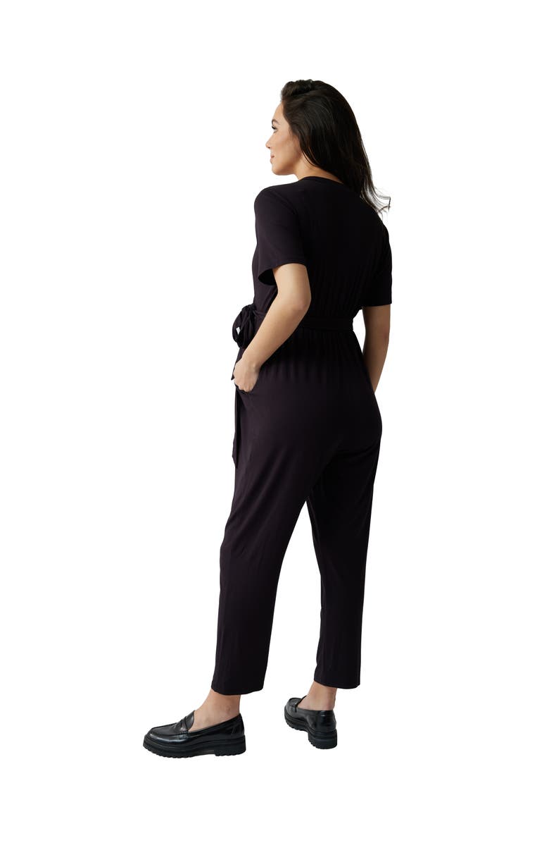 Ingrid & Isabel Maternity Everywear Short Sleeve Jumpsuit, Alternate, color, Black