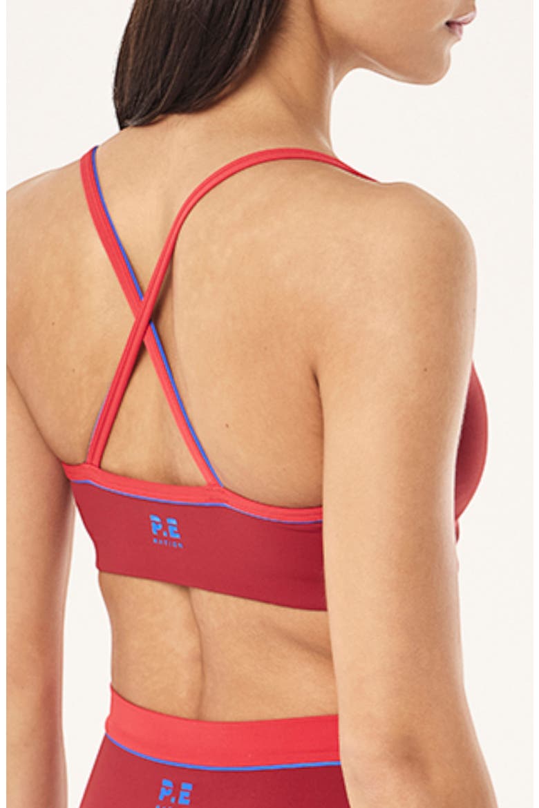 Spectrum V Neck Sports Bra, Alternate, color, CHERRY/ STRAWBERRY