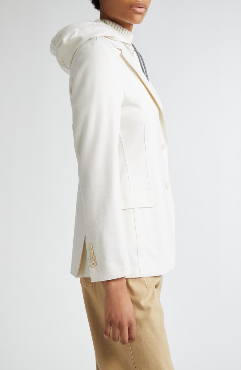 Eleventy Wool Blend Flannel Blazer with Removable Hooded Bib, Alternate, color, 01Nn Ivory