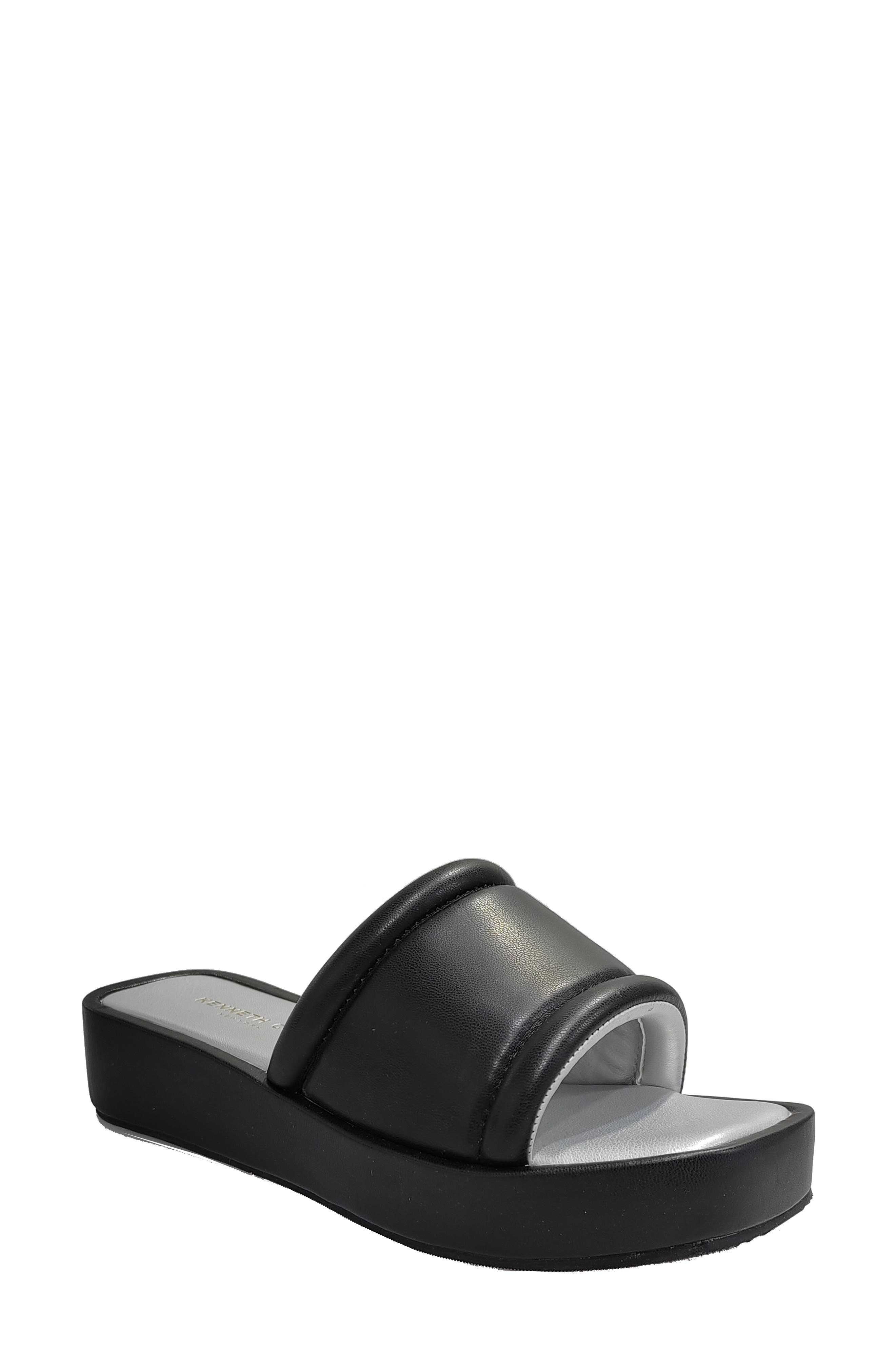 Kenneth Cole Andreanna Platform Slide Sandal, Main, color, Black Smooth Pu