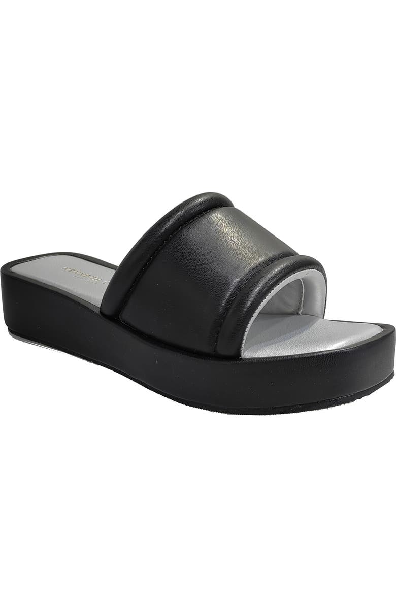 Kenneth Cole Andreanna Platform Slide Sandal, Main, color, Black Smooth Pu
