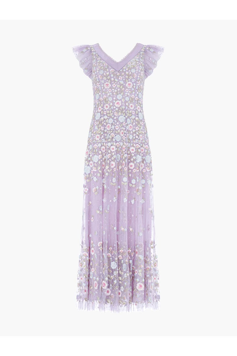 Ethereal Blooms Short Sleeve Ankle Gown, Alternate, color, Lavender/Multi