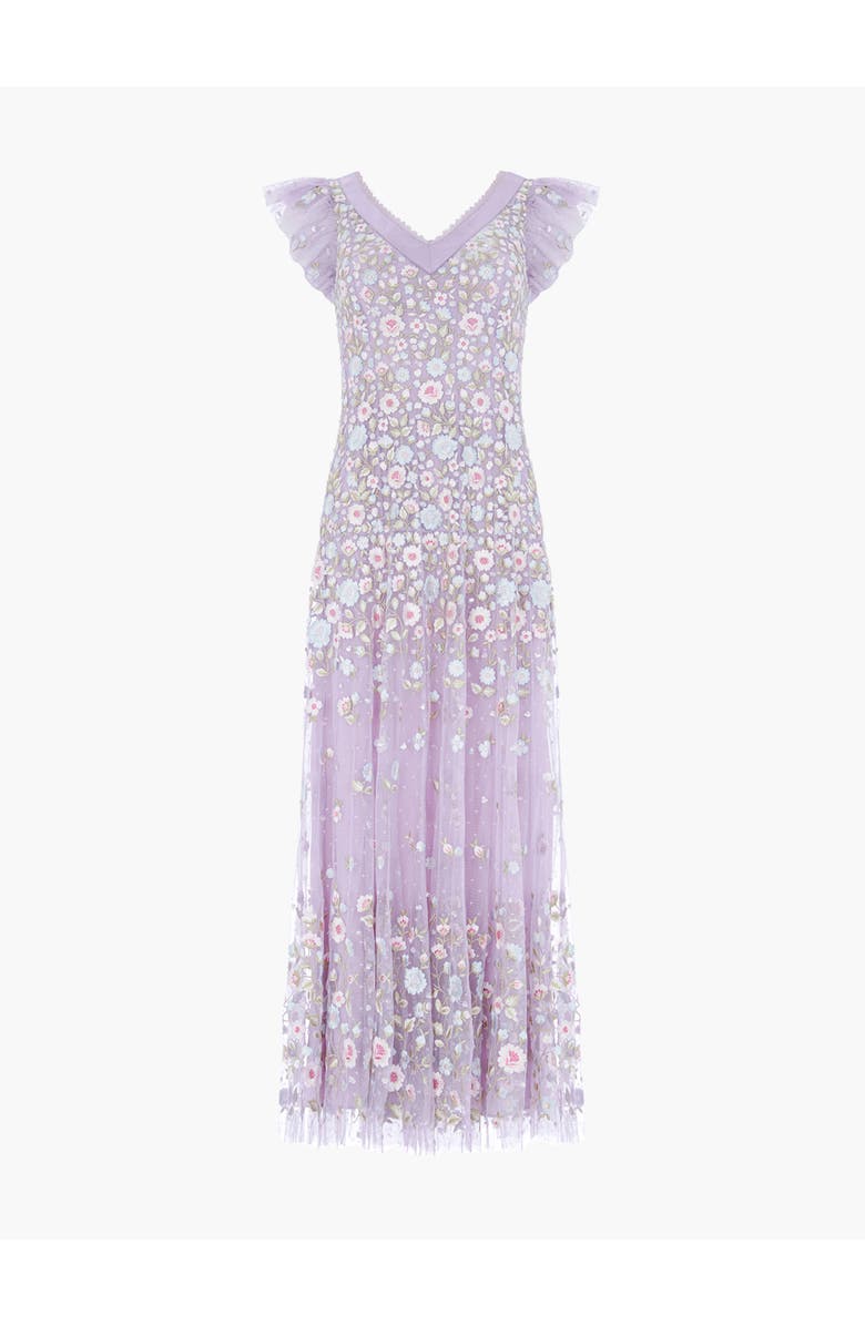 Needle & Thread Ethereal Blooms Short Sleeve Ankle Gown, Alternate, color, Lavender/Multi