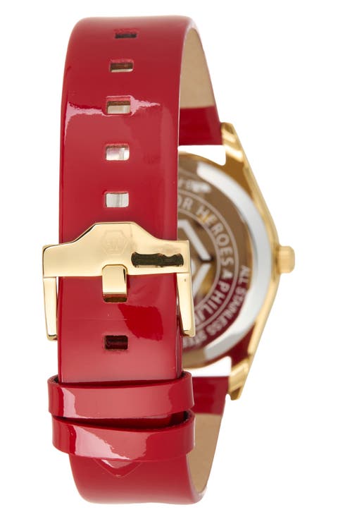 Plein Valentine Leather Strap Watch
