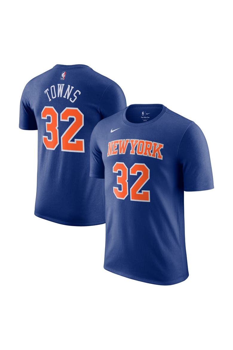 Unisex Nike Karl-Anthony Towns Blue New York Knicks Name & Number T-Shirt - Icon Edition, Main, color, Blue