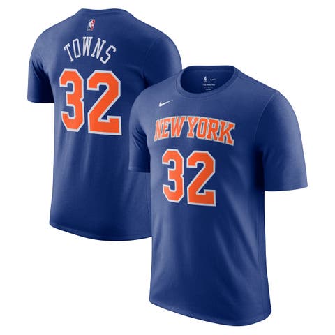 Unisex Nike Karl-Anthony Towns Blue New York Knicks Name & Number T-Shirt - Icon Edition