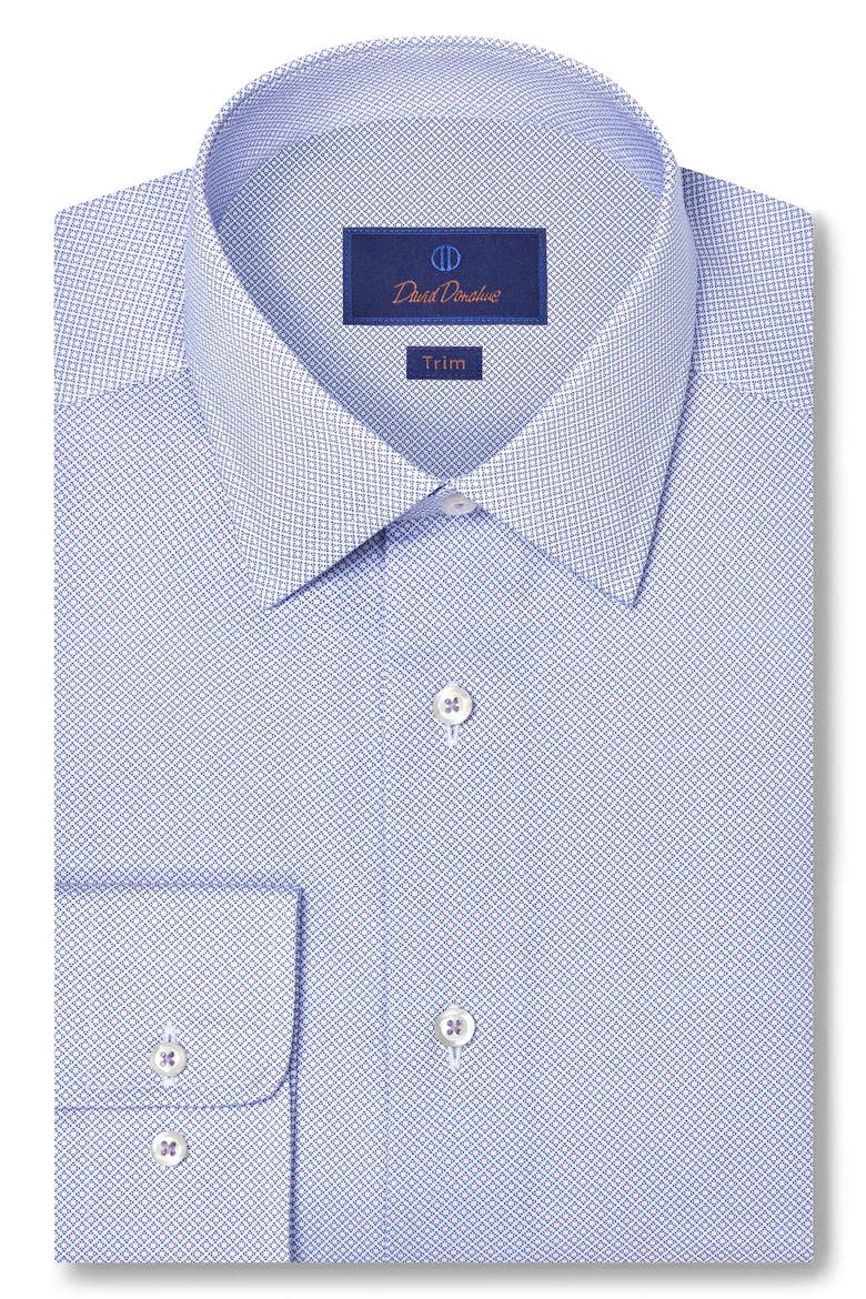Trim Fit Neat Cotton Dress Shirt, Main, color, LILAC