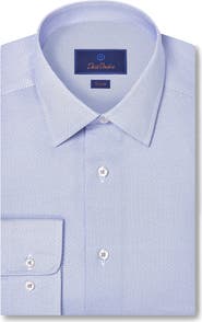 David Donahue Trim Fit Neat Cotton Dress Shirt