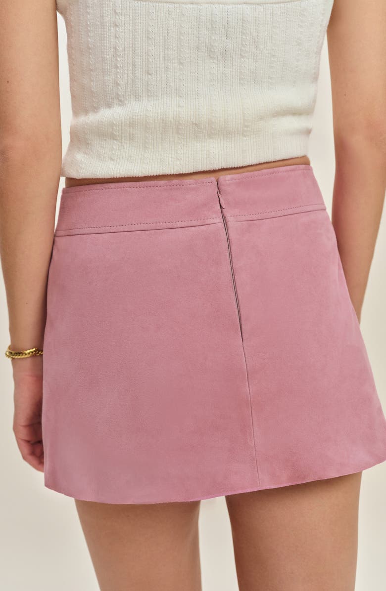 Reformation x Devon Lee Carlson Layla Low Rise Suede Miniskirt, Alternate, color, Sugar Plum