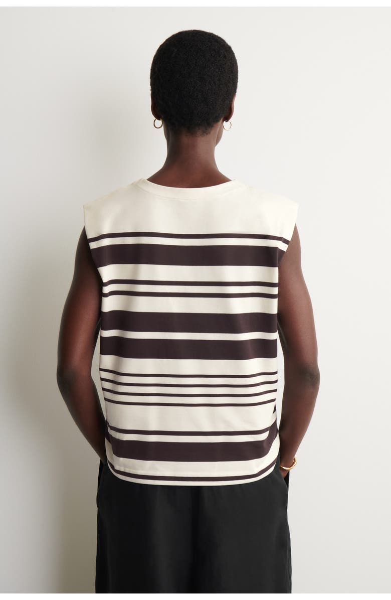 COS Folded-shoulder Cotton-jersey Tank Top, Alternate, color, White / Brown / Striped