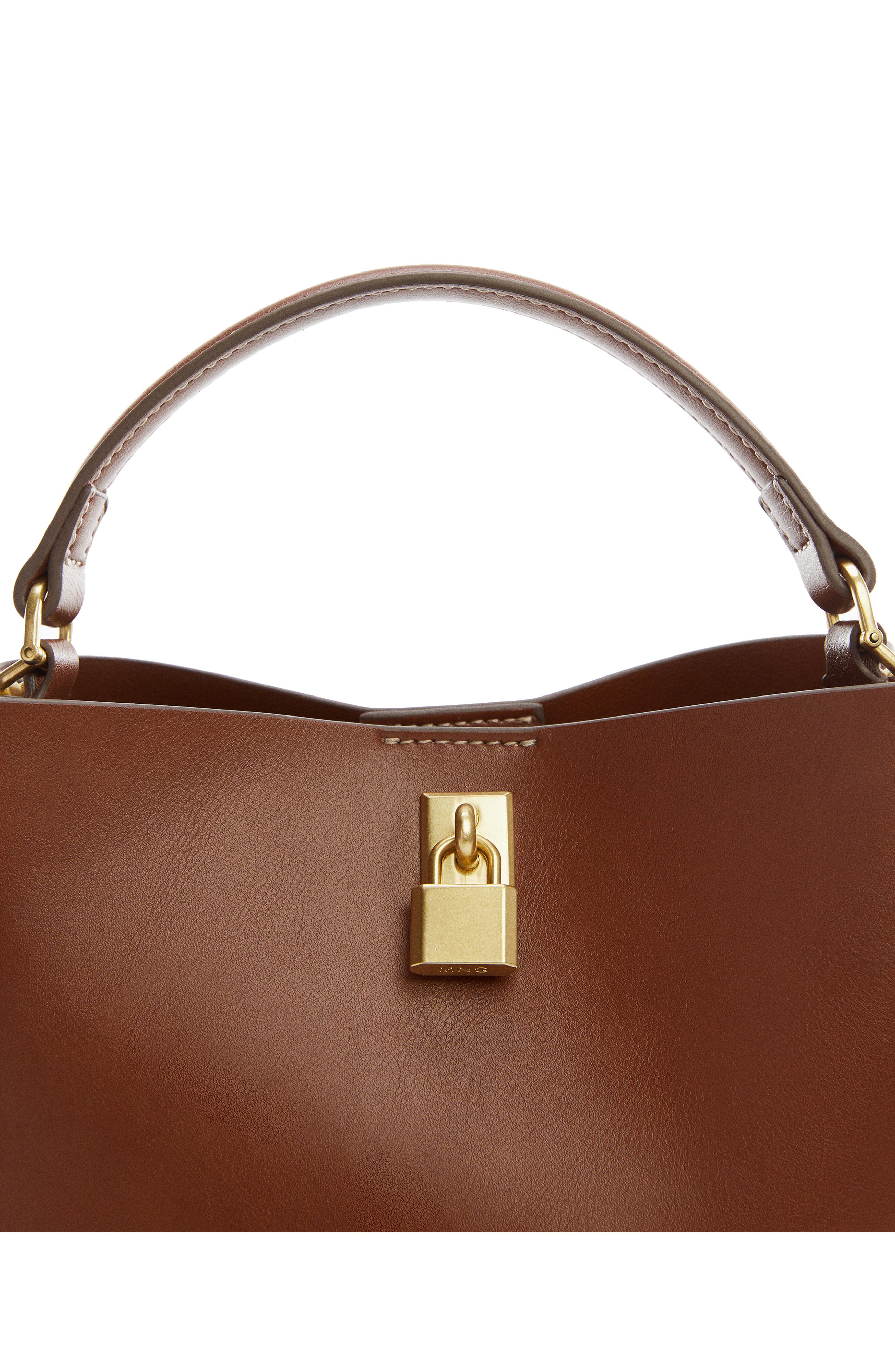 MANGO Padlock Faux Leather Mini Shopper Bag, Alternate, color, 