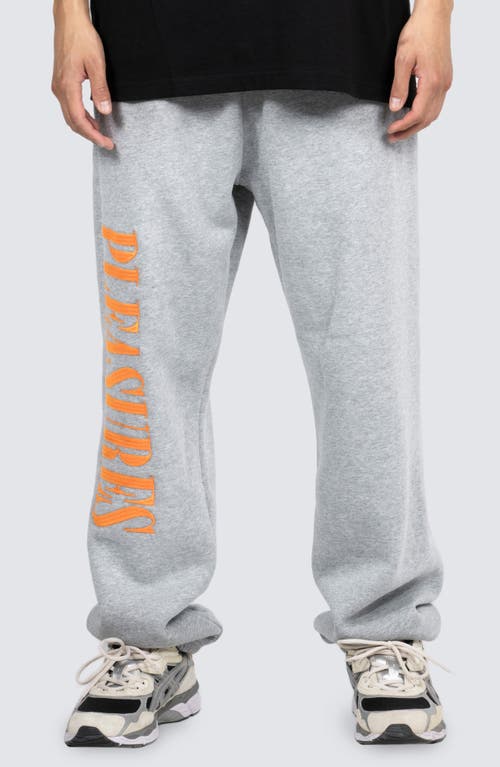 PLEASURES Onyx Logo Embroidered Joggers in Heather Grey 