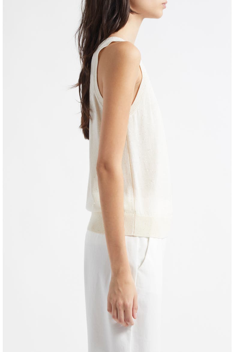 Sequin Openwork Silk & Cotton Sweater Vest, Alternate, color, WHITE