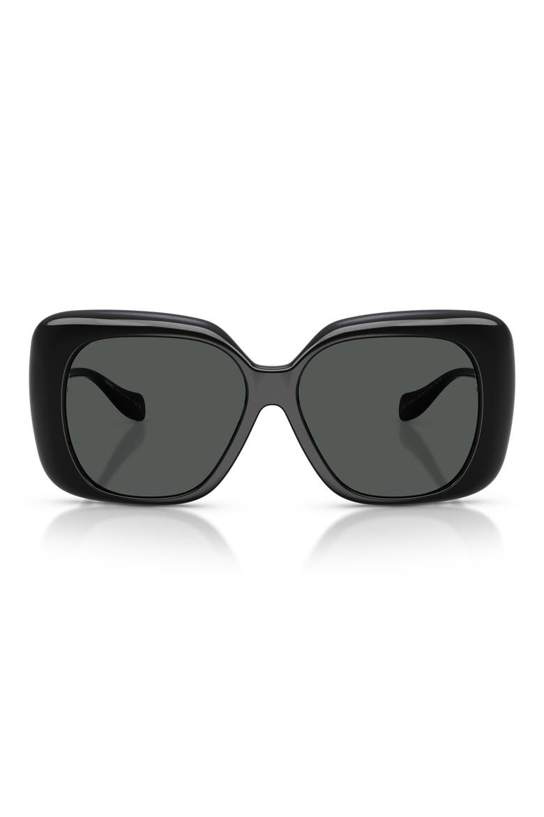 57mm Square Sunglasses, Main, color, BLACK / DARK GREY