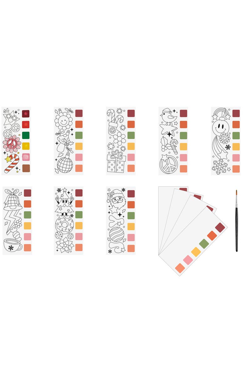Watercolor Bookmark Pad, Ornament, 8 Christmas Designs, Alternate, color, Multicolored