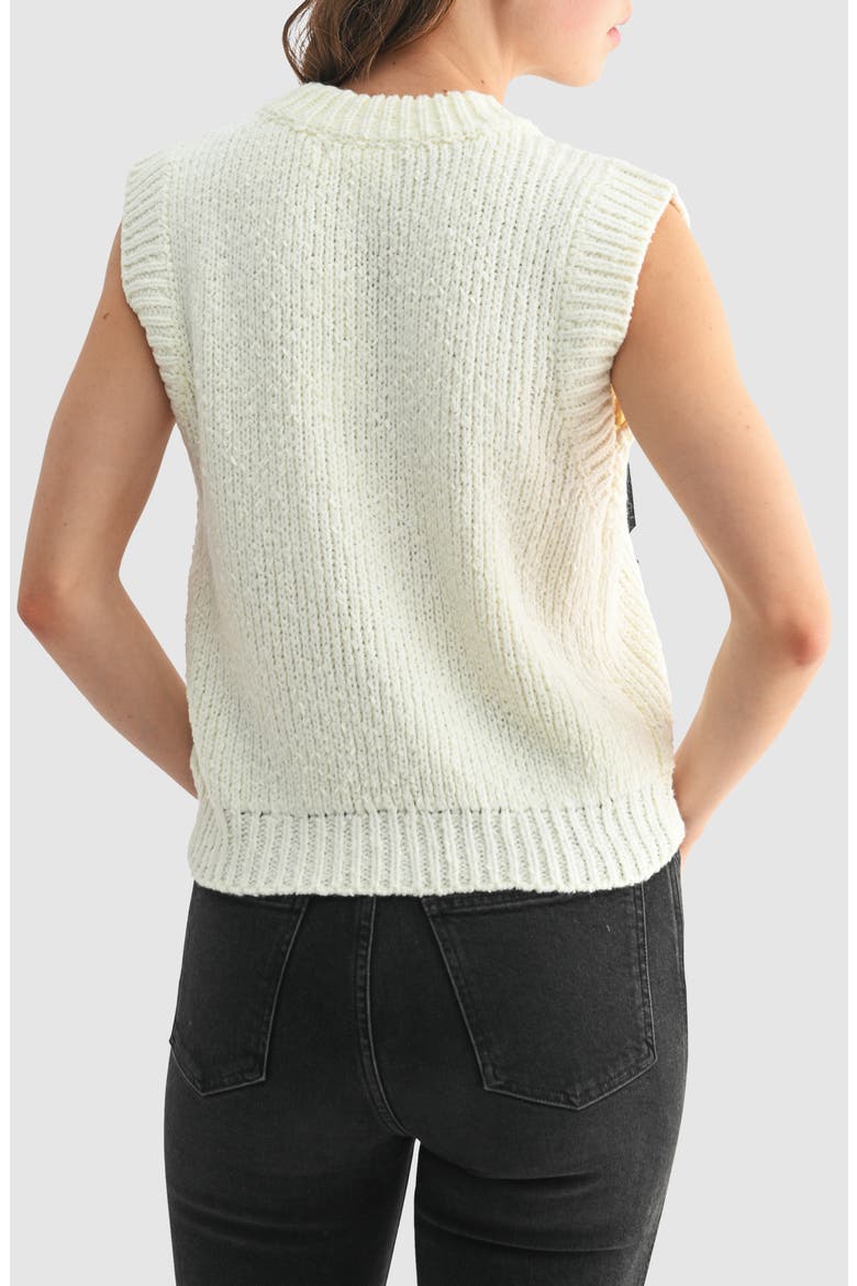 Contrast Bow Sweater Vest, Alternate, color, IVORY