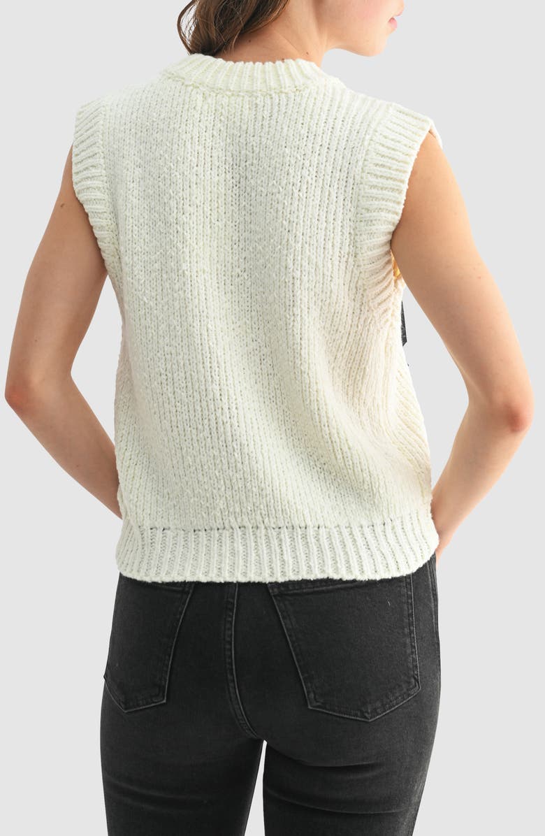 All in Favor Contrast Bow Sweater Vest, Alternate, color, Ivory