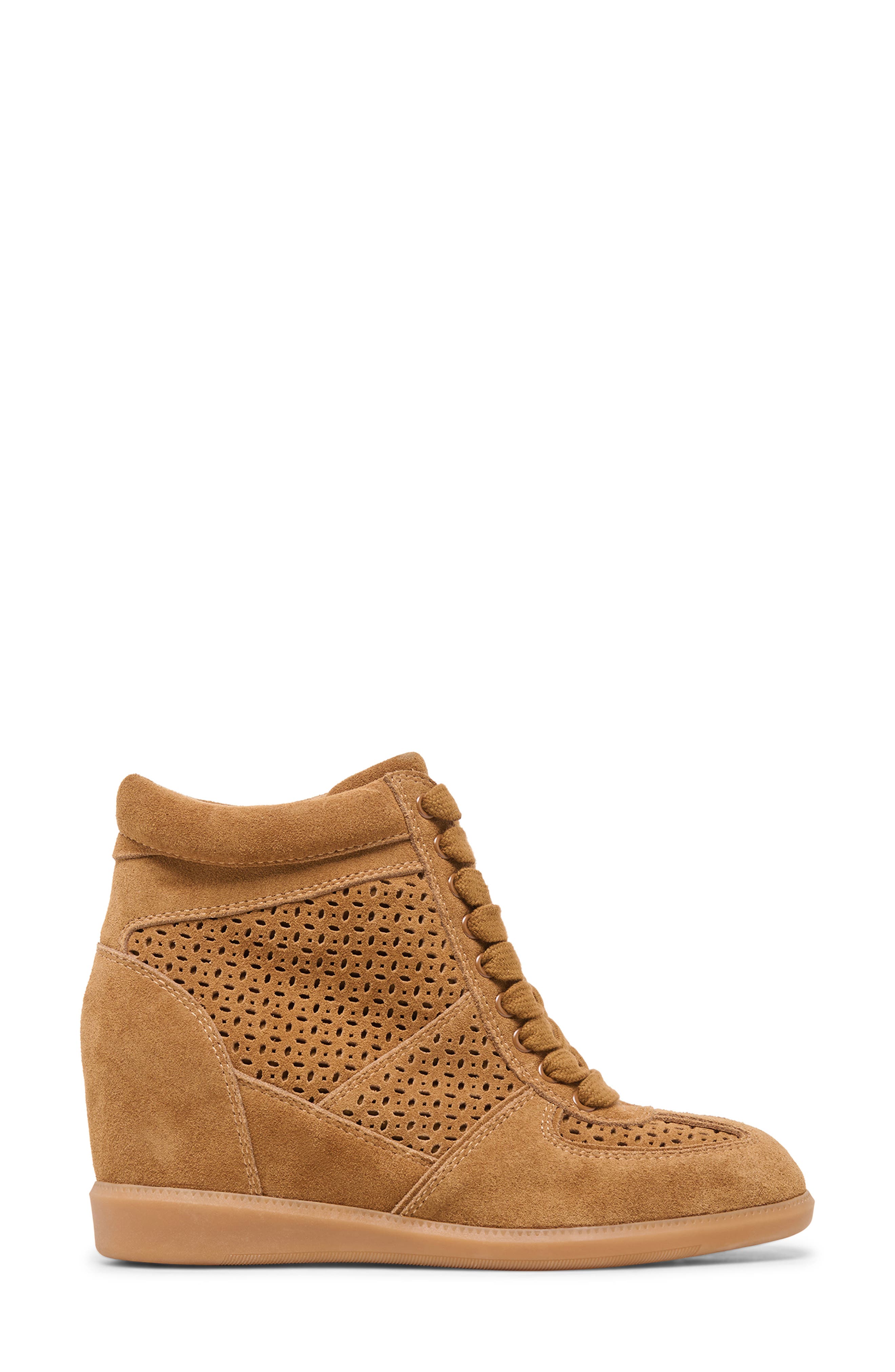 Irlah Wedge Sneaker, Alternate, color, LT BROWN SUEDE H2O