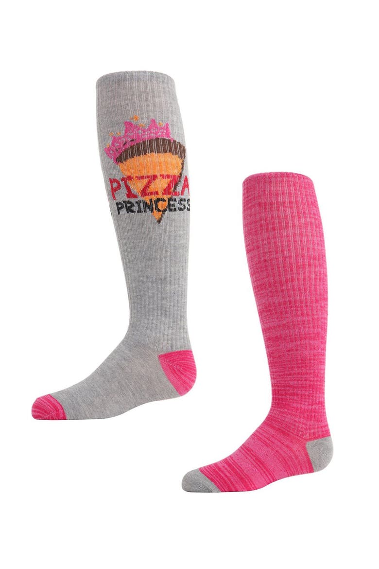 2 Pair Pack Pizza Princess Knee High Socks, Main, color, Pink
