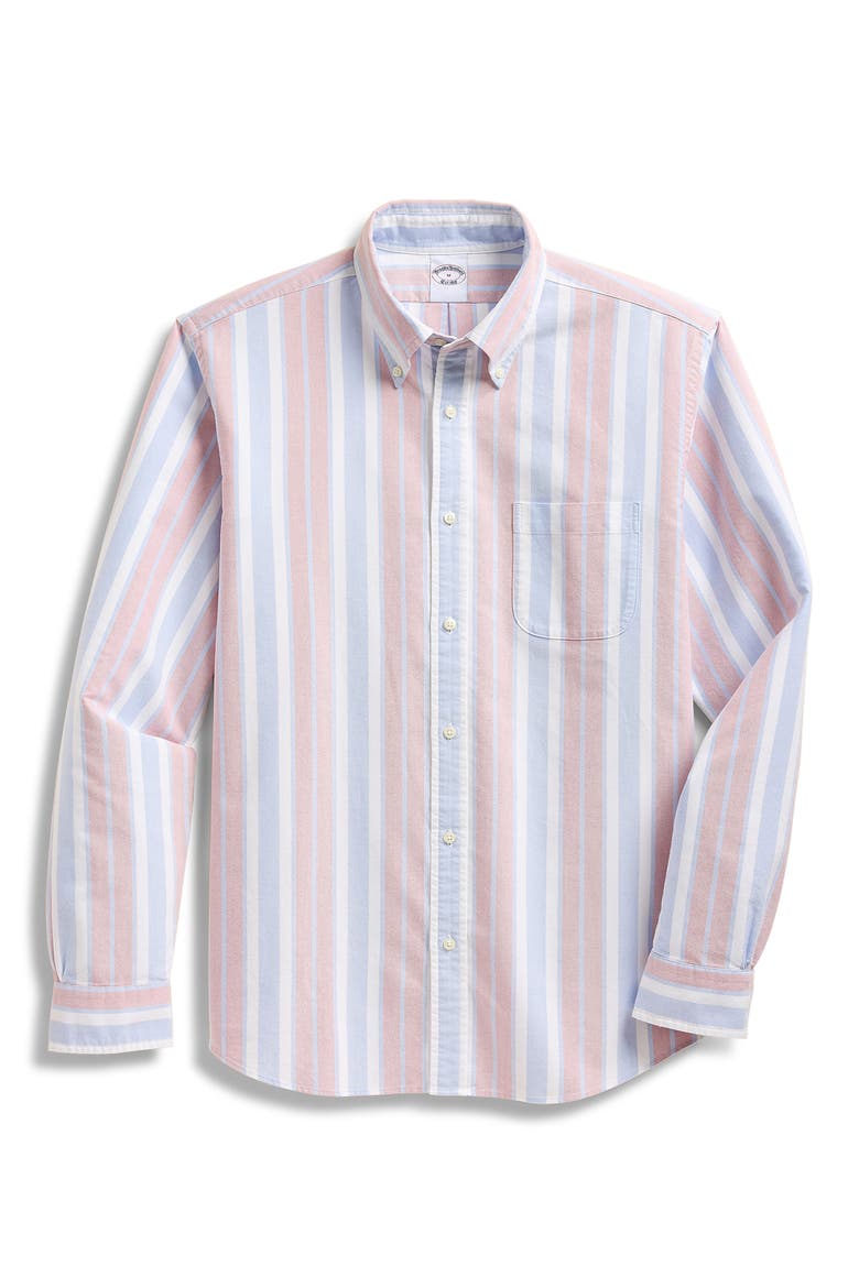 Stripe Oxford Cotton Button-Down Shirt, Main, color, BAROQUE ROSE BOLD STRIPE