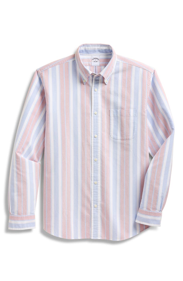 Brooks Brothers Stripe Oxford Cotton Button-Down Shirt, Main, color, Baroque Rose Bold Stripe