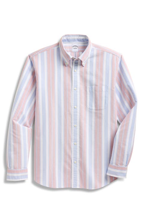 Stripe Oxford Cotton Button-Down Shirt