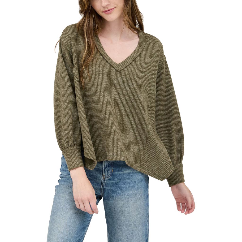 BLU PEPPER BLU PEPPER RIB KNIT LONG SLEEVE TOP