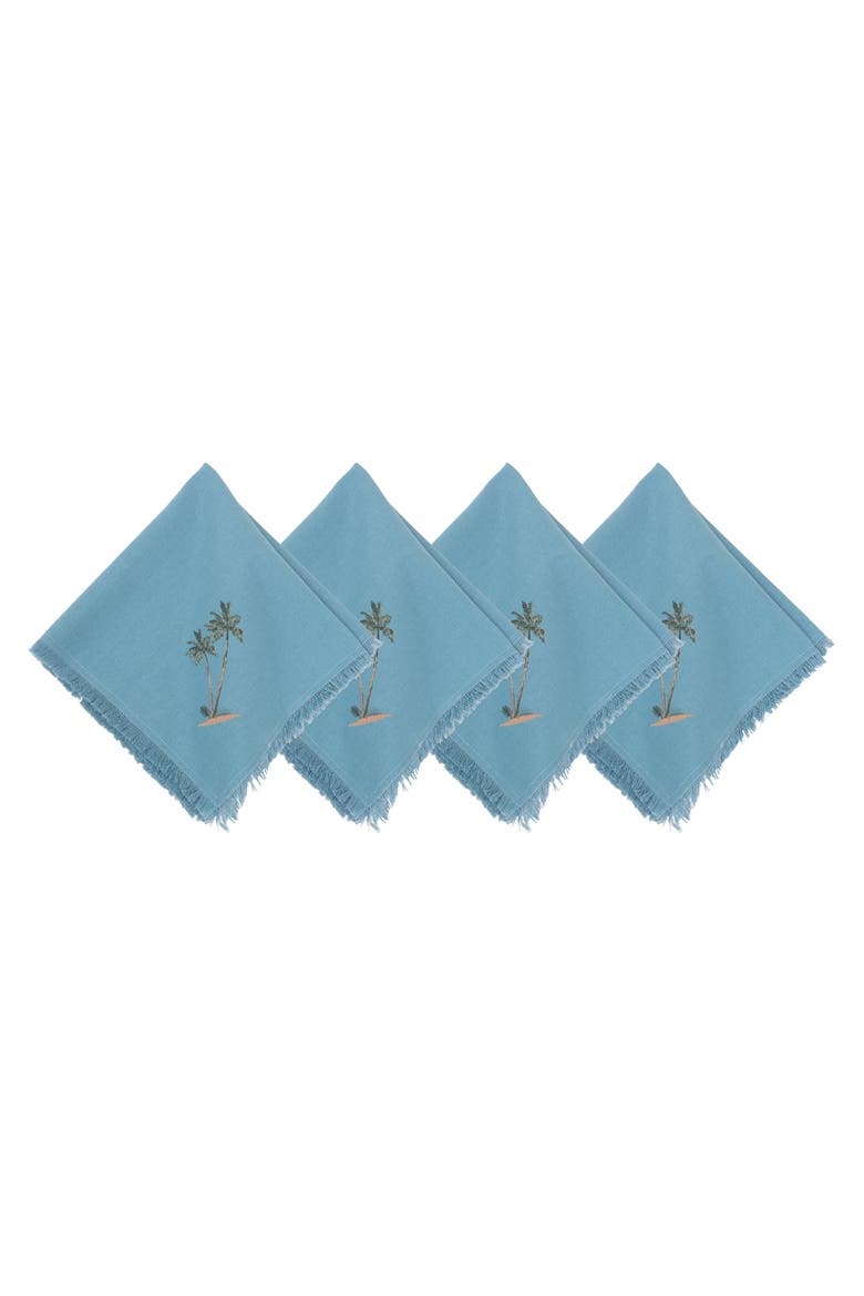 Retro Palms Napkins Set of 4, Main, color, Blue