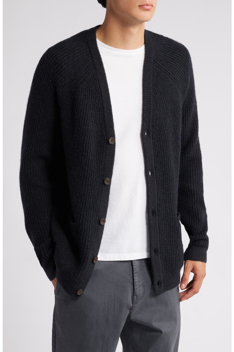 Rib Raglan Sleeve Cardigan, Alternate, color, BLACK CAVIAR