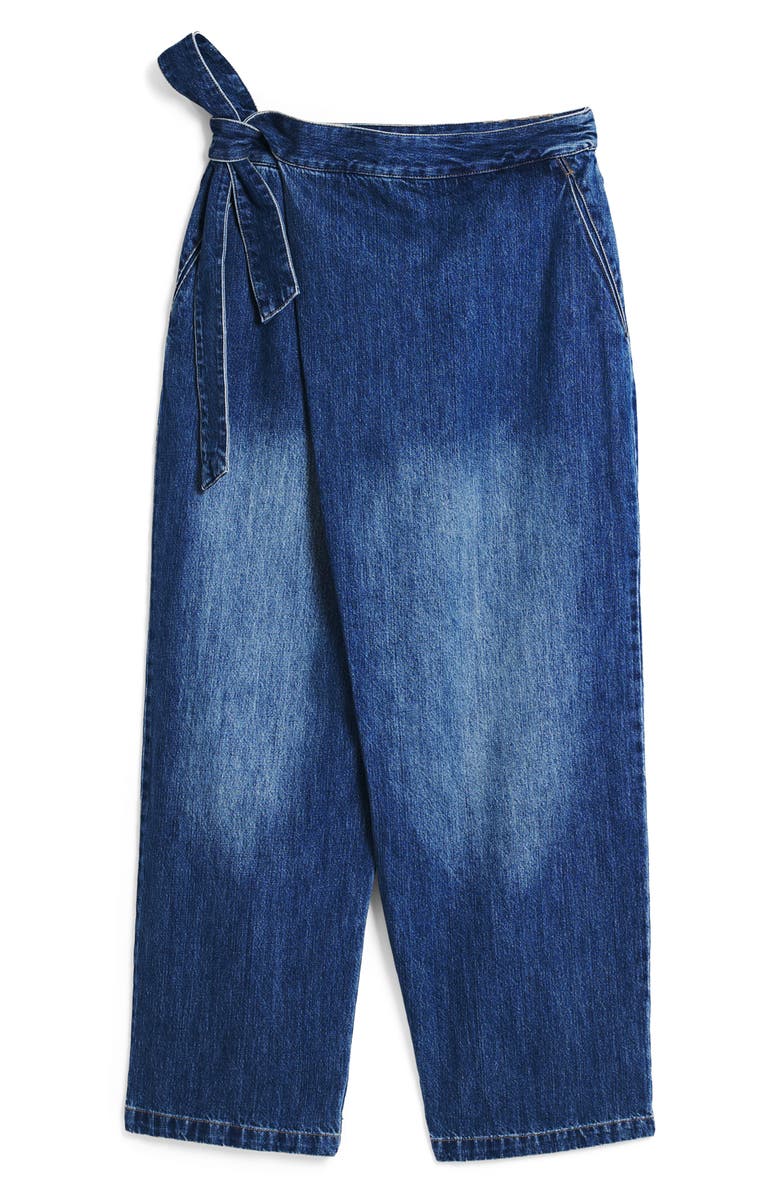 Desigual Faded Faux Wrap Jeans, Alternate, color, Blue