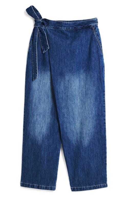 Desigual Faded Faux Wrap Jeans In Blue
