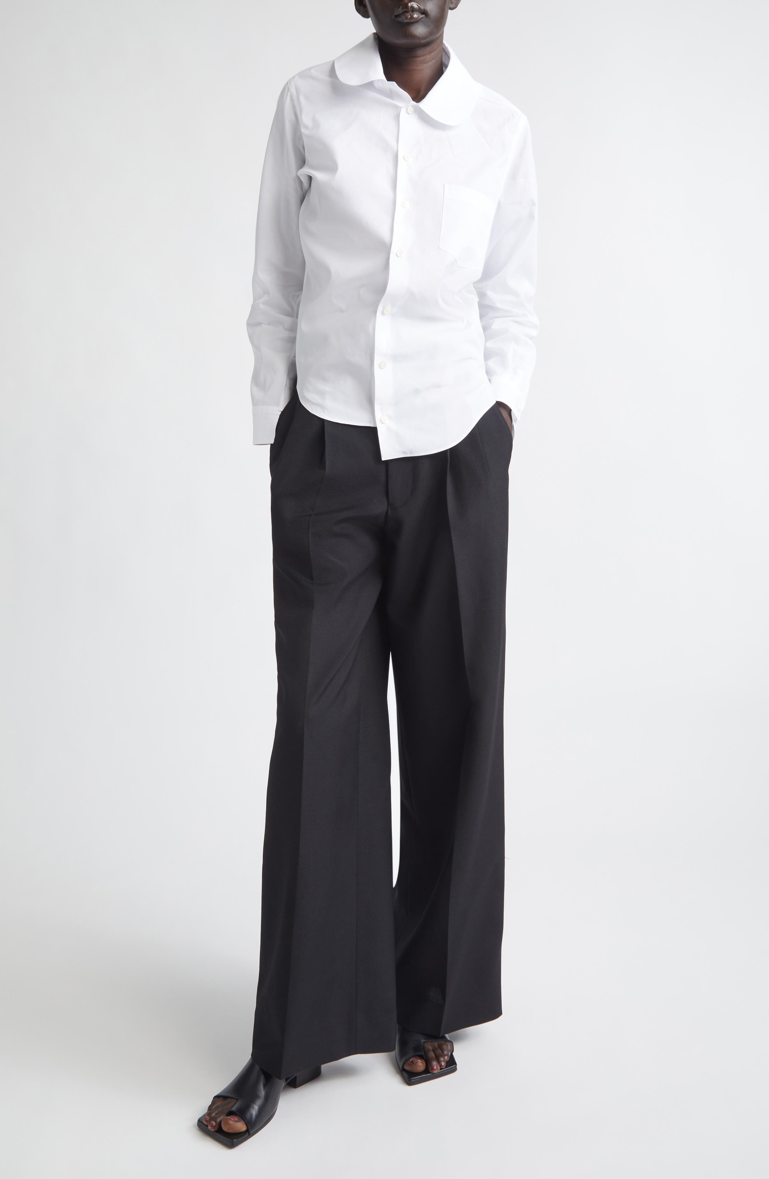 Asymmetric Cotton Broadcloth Button-Up Shirt - image 2