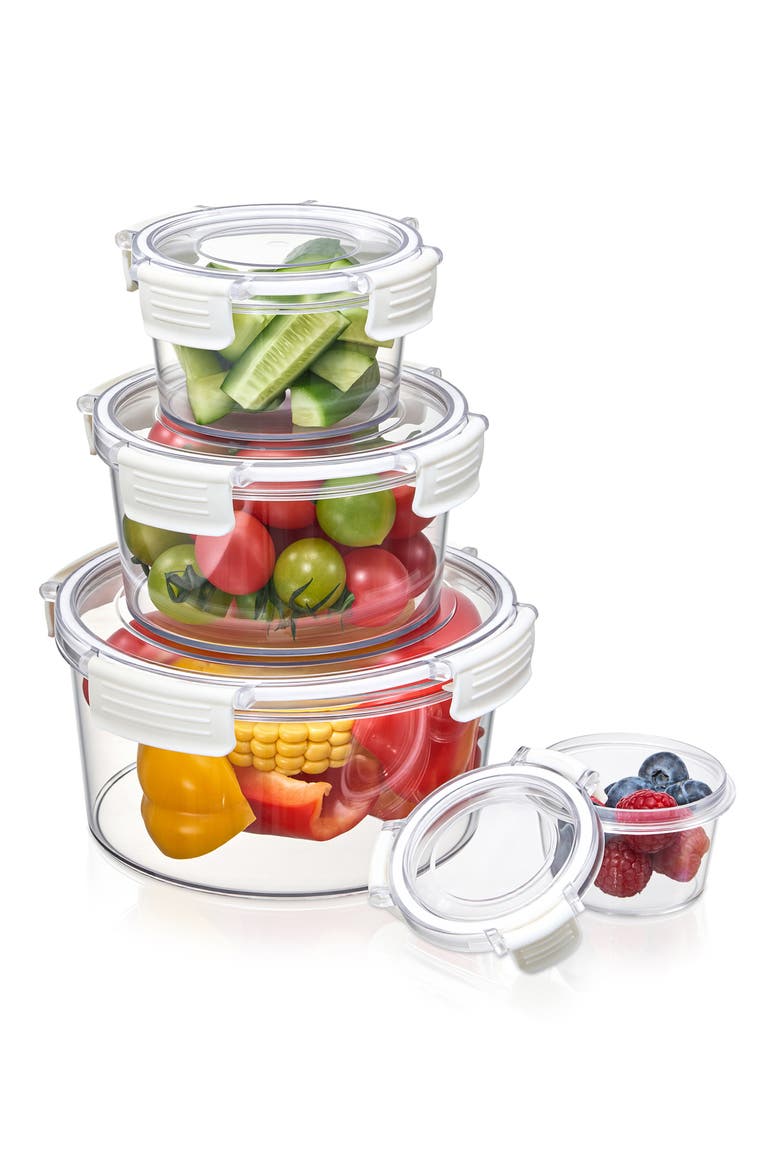 Set of 4 Nesting Round Food Storage Containers, Alternate, color, NO COLOR