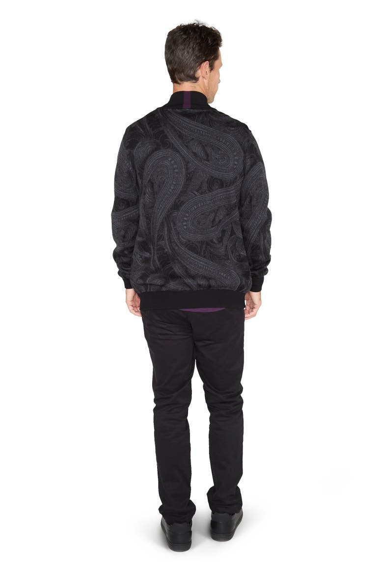 Frederick Merino Wool Full Zip Cardigan, Alternate, color, Badalona Charcoal