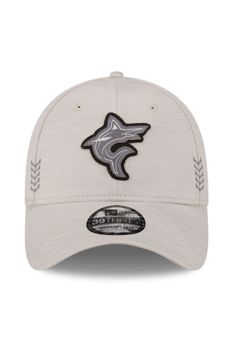Men's New Era  Cream Miami Marlins 2024 Clubhouse 39THIRTY Flex Fit Hat, Alternate, color, Cream