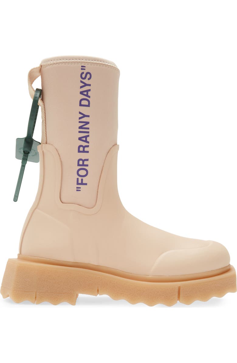 Off-White Sponge Rubber Rain Boot, Alternate, color,