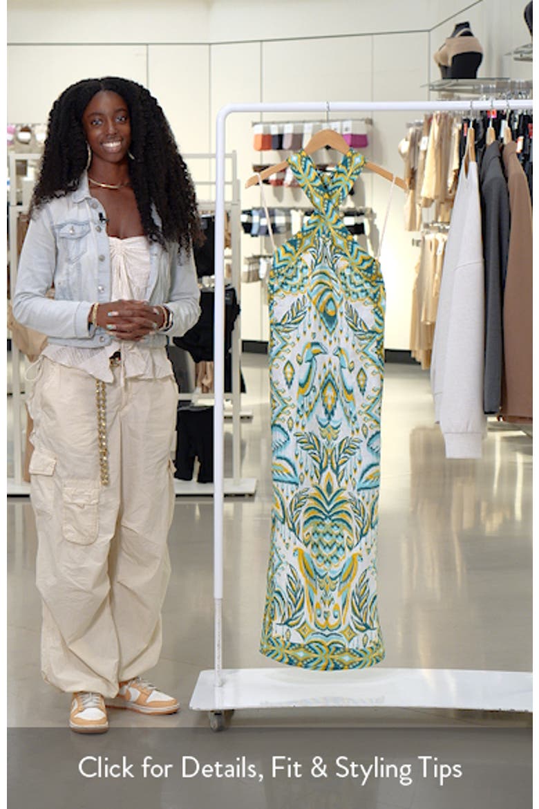 Tropical Tapestry Halter Linen Maxi Sundress video