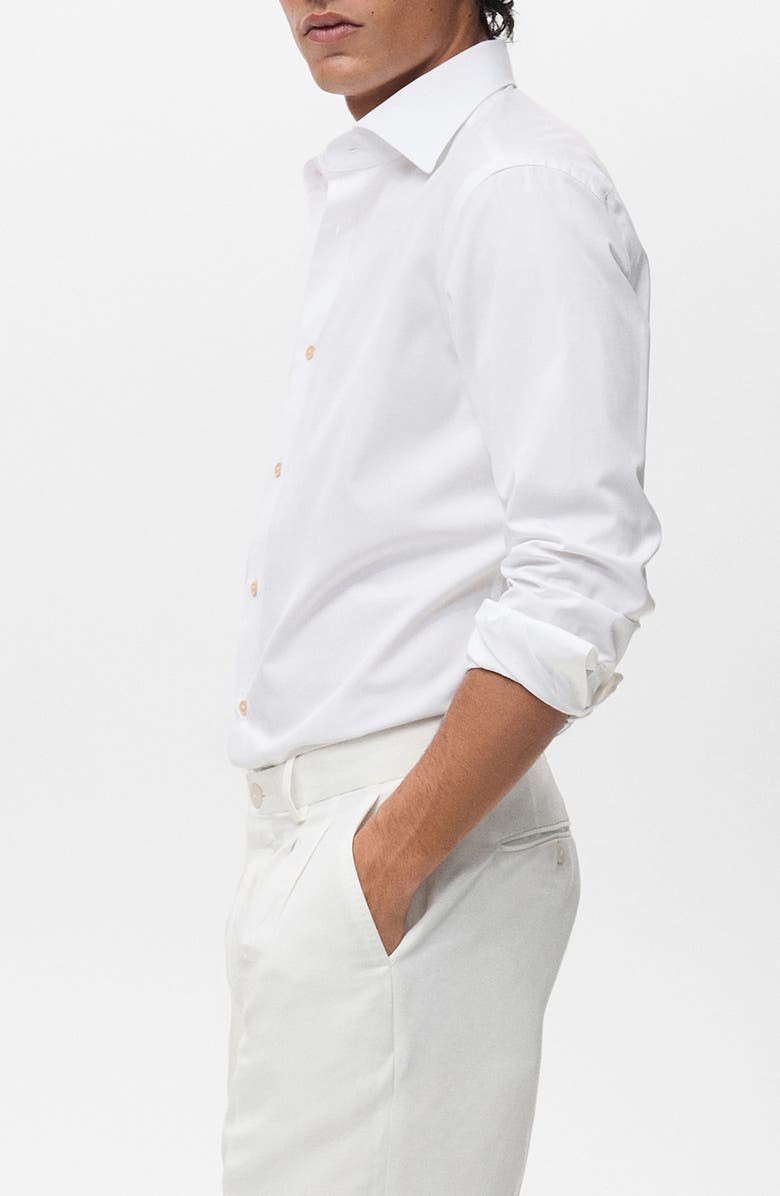 MANGO Slim Fit Cotton Button-Up Shirt, Alternate, color, White