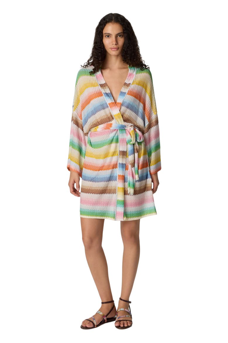 Short Cover-up With Dégradé Zigzag Pattern, Main, color, Multicoloured