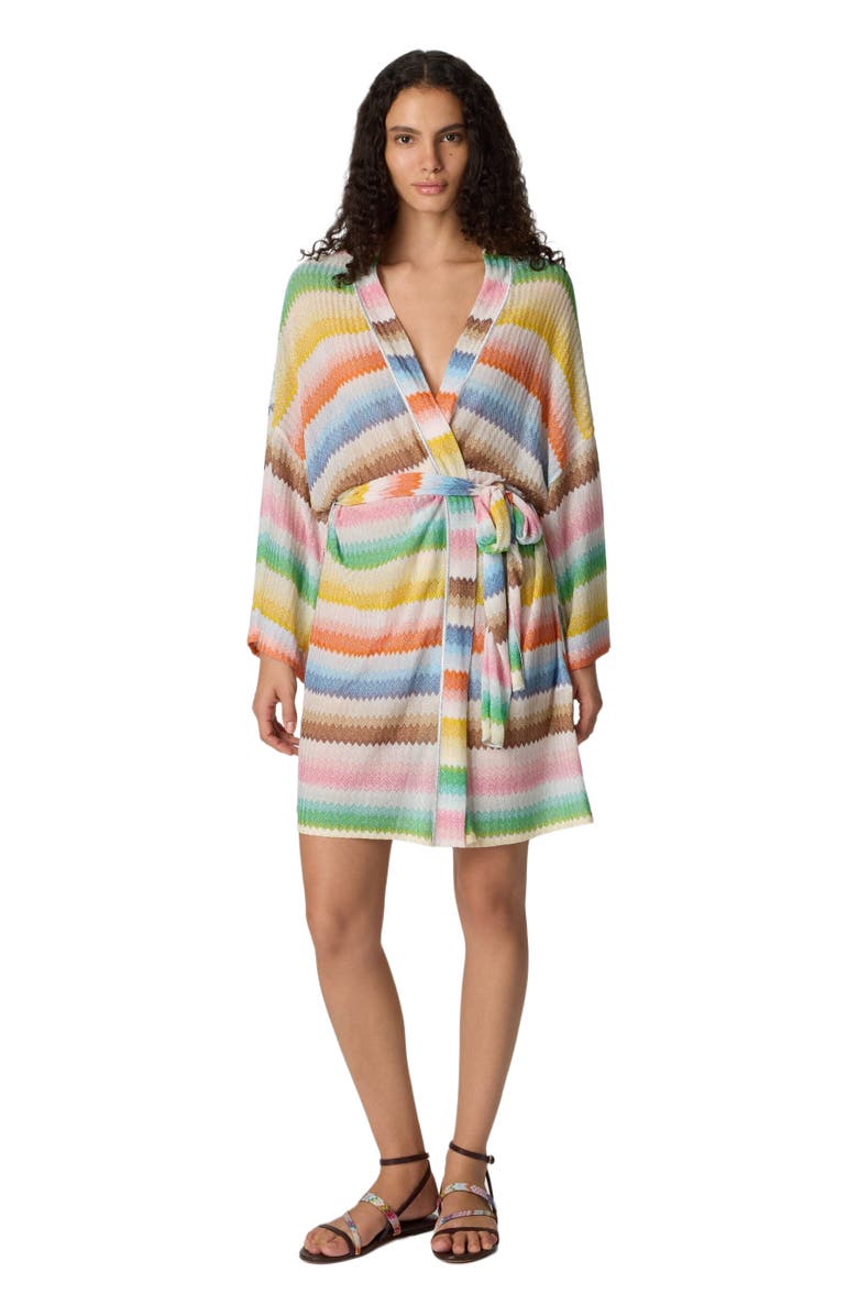 Missoni Short Kimono Cover-up With Dégradé Zigzag Pattern, Main, color, Multicoloured