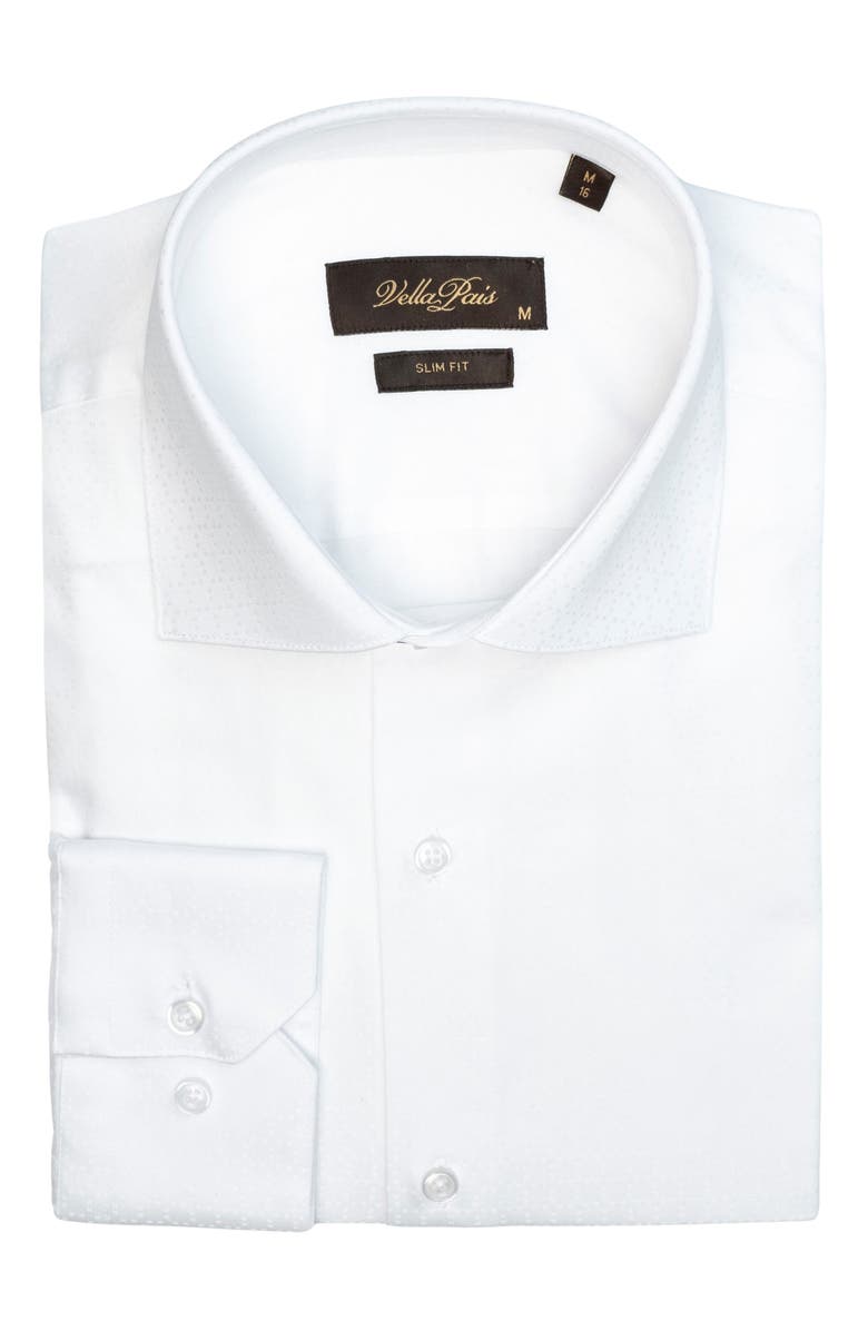 VELLAPAIS Berkley Slim Fit Cotton Dress Shirt, Alternate, color, White