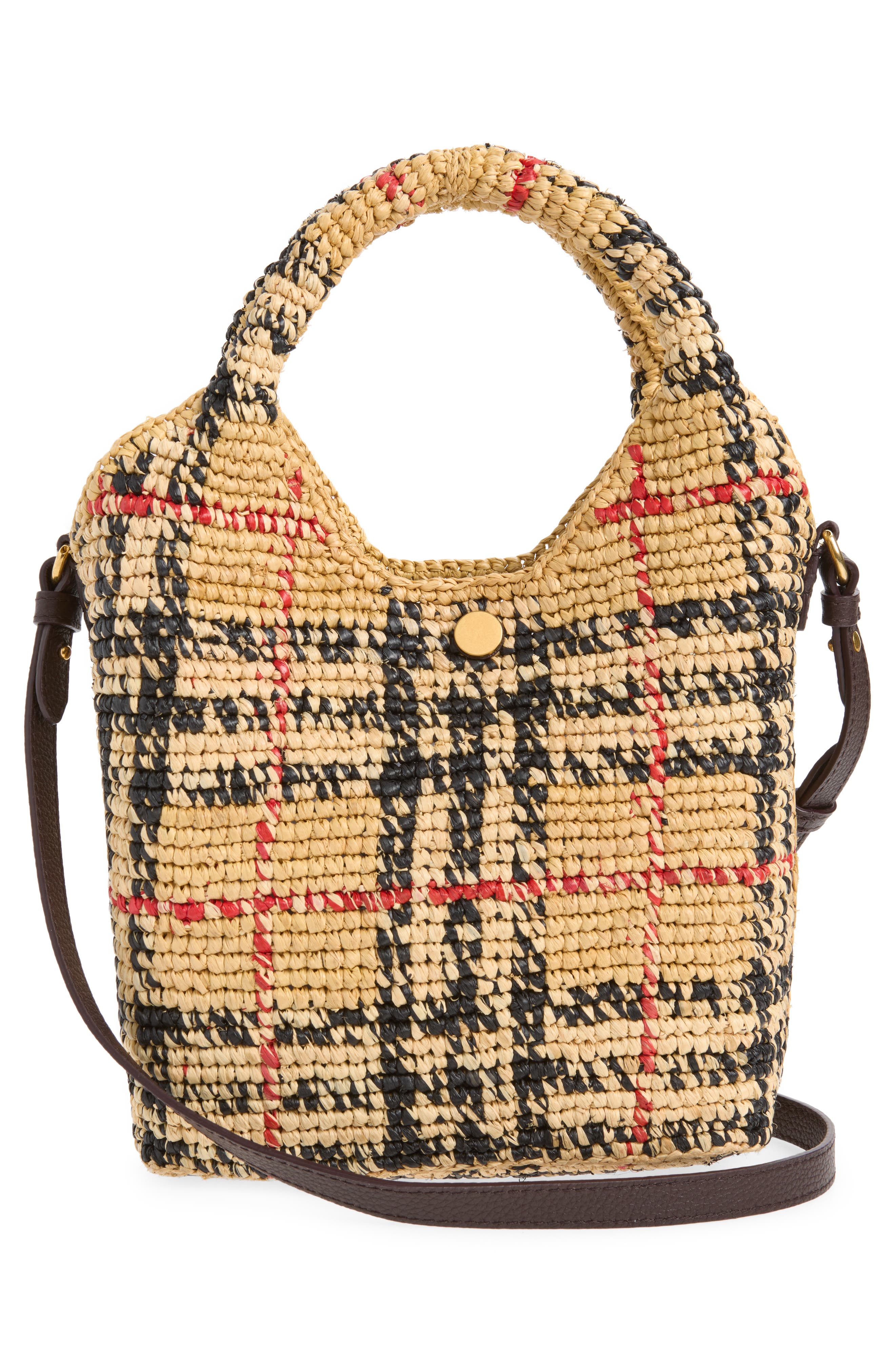 Mini Margate Check Raffia Tote, Alternate, color, SAND